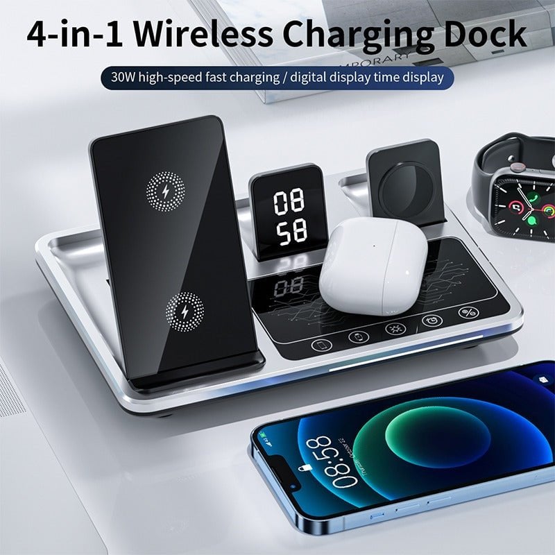 🎁 Neue Generation des schnellen Smart Touch 4 in 1 Wireless Charger für iPhone, Apple Watch und AirPods