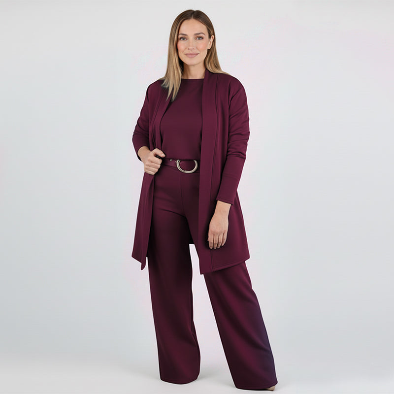 ⏳Zeitlich begrenztes Sonderangebot⏰💃Elegantes 3-teiliges Set bestehend aus langem Cardigan, Oberteil und Hose💞
