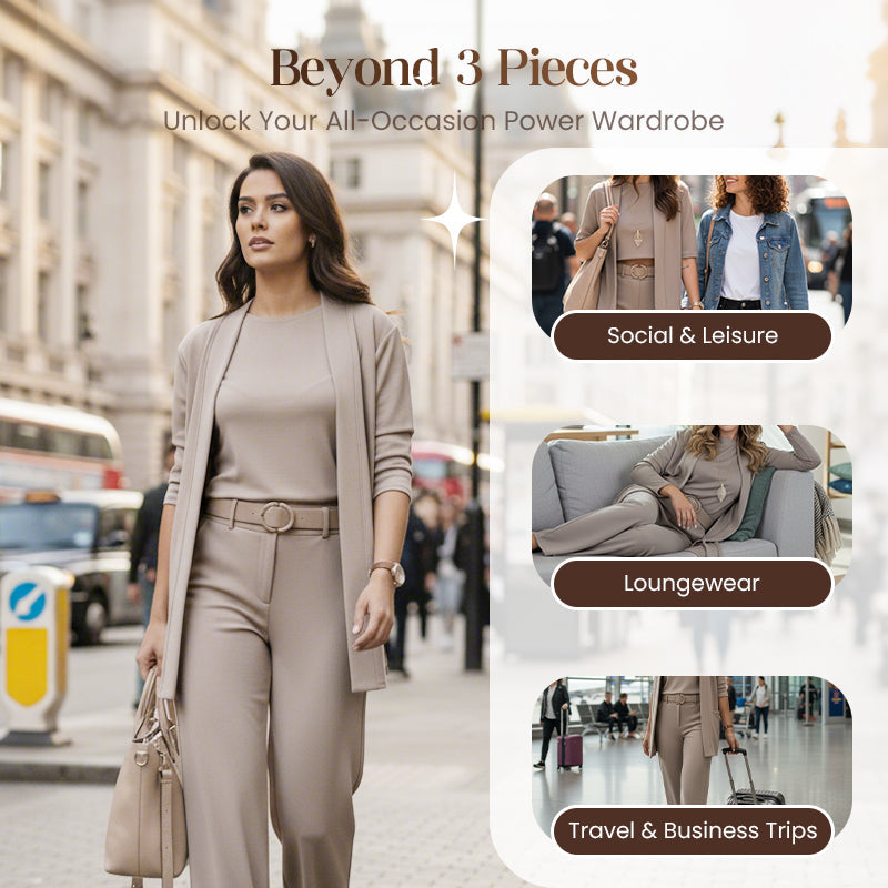 ⏳Zeitlich begrenztes Sonderangebot⏰💃Elegantes 3-teiliges Set bestehend aus langem Cardigan, Oberteil und Hose💞