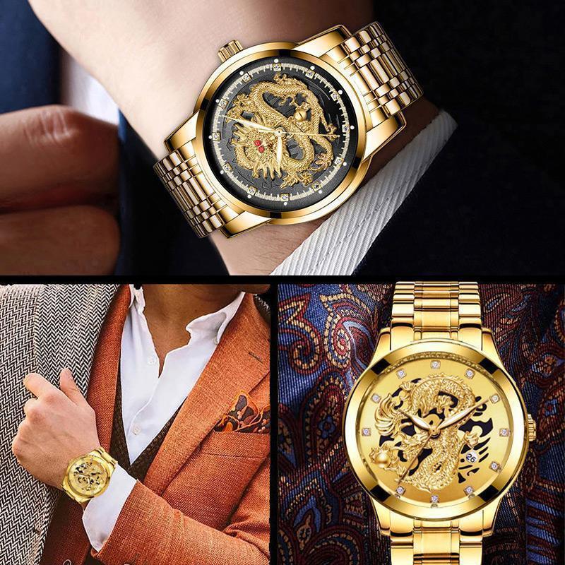 ⏳Zeitlich begrenztes Special⌛Golden Dragon Quarz Herrenuhr
