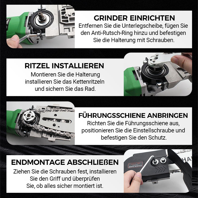🔥Zeitlich begrenzt 39%RABATT🔥Bausatz zum Umbau eines Winkelschleifers in eine elektrische Kettensäge
