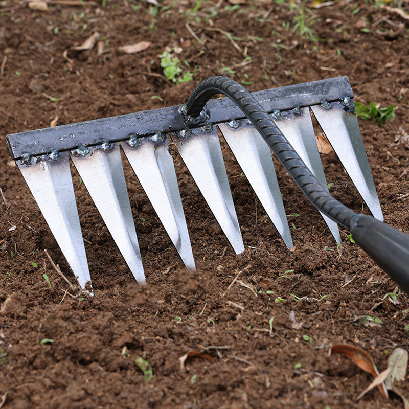 🌱Gartenharke aus Kohlenstoffstahl mit 4/5/6/7 Zinken
