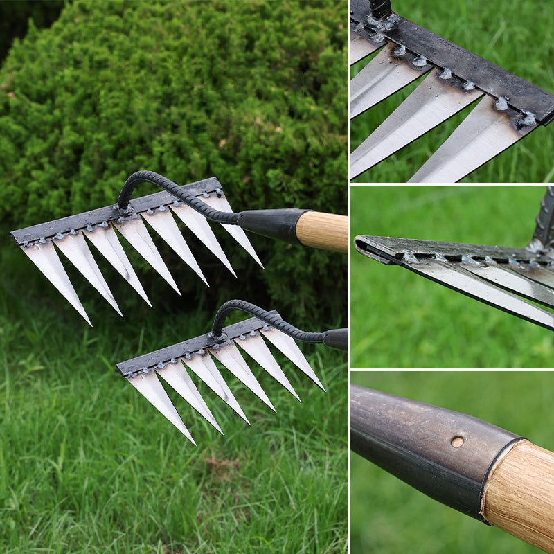 🌱Gartenharke aus Kohlenstoffstahl mit 4/5/6/7 Zinken