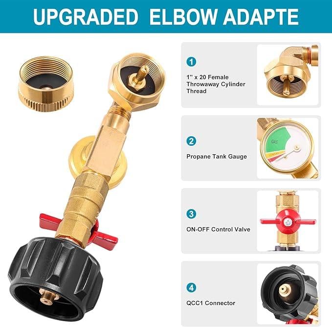 🔥 Top-Rated Propan Refill Elbow Adapter mit Tankanzeige