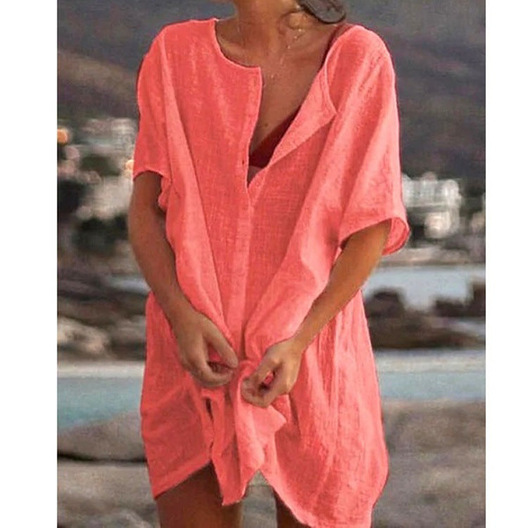 👕40% Rabatt💞 Einfarbige kurzärmelige lose Bluse