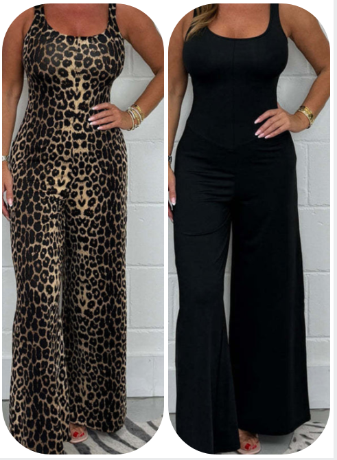Sexy, rückenfreier Jumpsuit mit U-Ausschnitt und weitem Bein für Damen