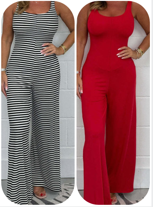 Sexy, rückenfreier Jumpsuit mit U-Ausschnitt und weitem Bein für Damen
