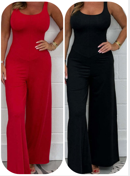 Sexy, rückenfreier Jumpsuit mit U-Ausschnitt und weitem Bein für Damen
