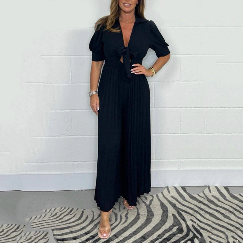 Einfarbiger Plissee-Jumpsuit für Damen💛💛