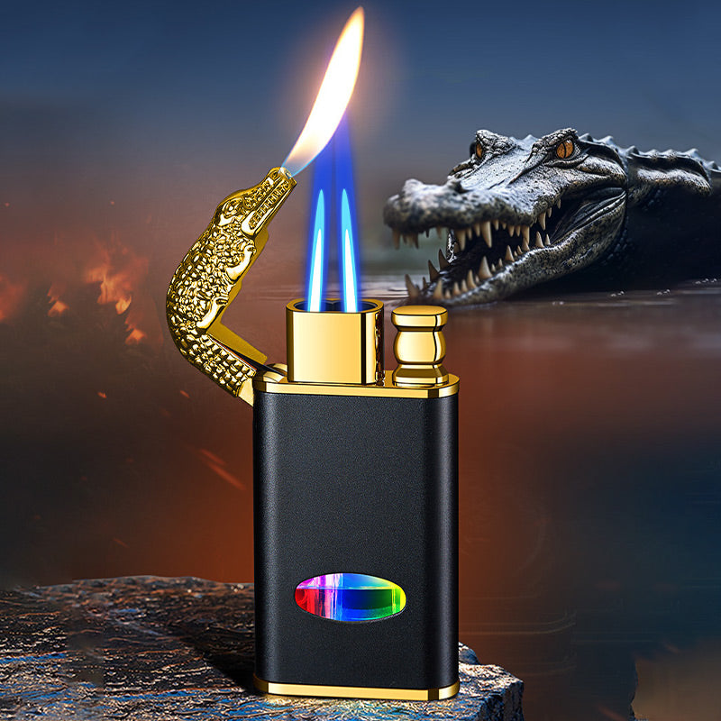 🔥Sturmfeuerzeug in Alligatorform mit Dreifachflamme🚬
