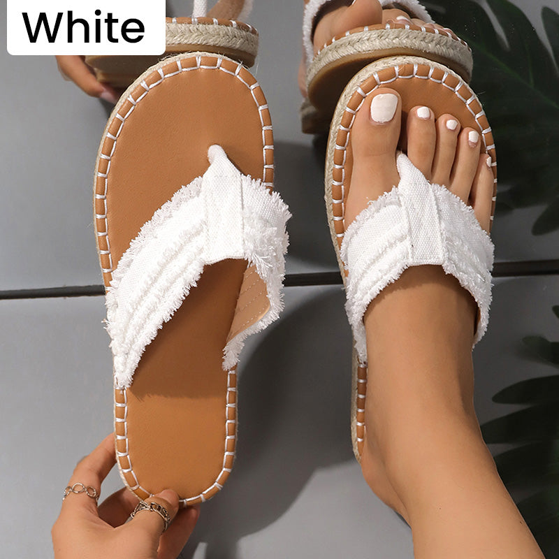 Sommer Fluffing Canvas Flach Flip Flop