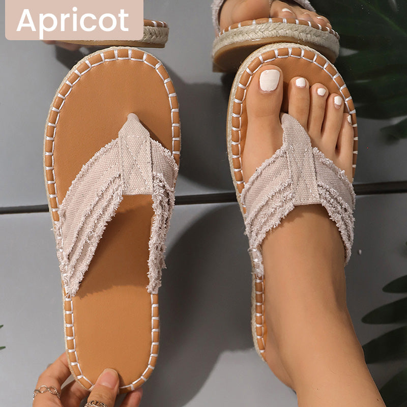 Sommer Fluffing Canvas Flach Flip Flop