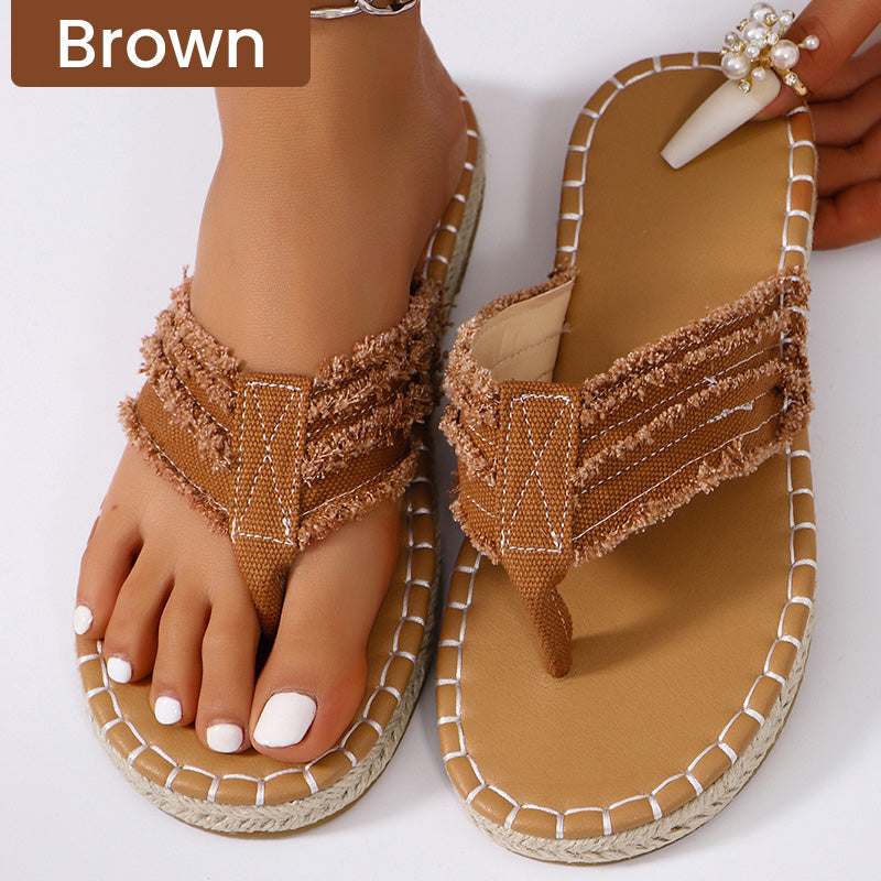 Sommer Fluffing Canvas Flach Flip Flop