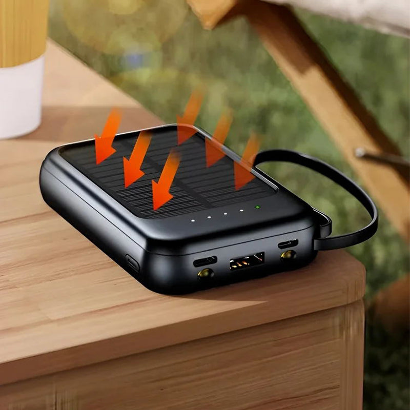 Autarkes Mini-Solarstrom-Ladegerät mit integriertem Kabel