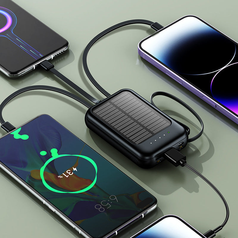 Autarkes Mini-Solarstrom-Ladegerät mit integriertem Kabel