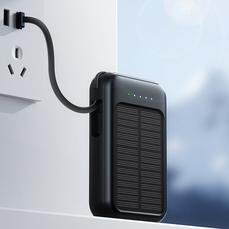Autarkes Mini-Solarstrom-Ladegerät mit integriertem Kabel