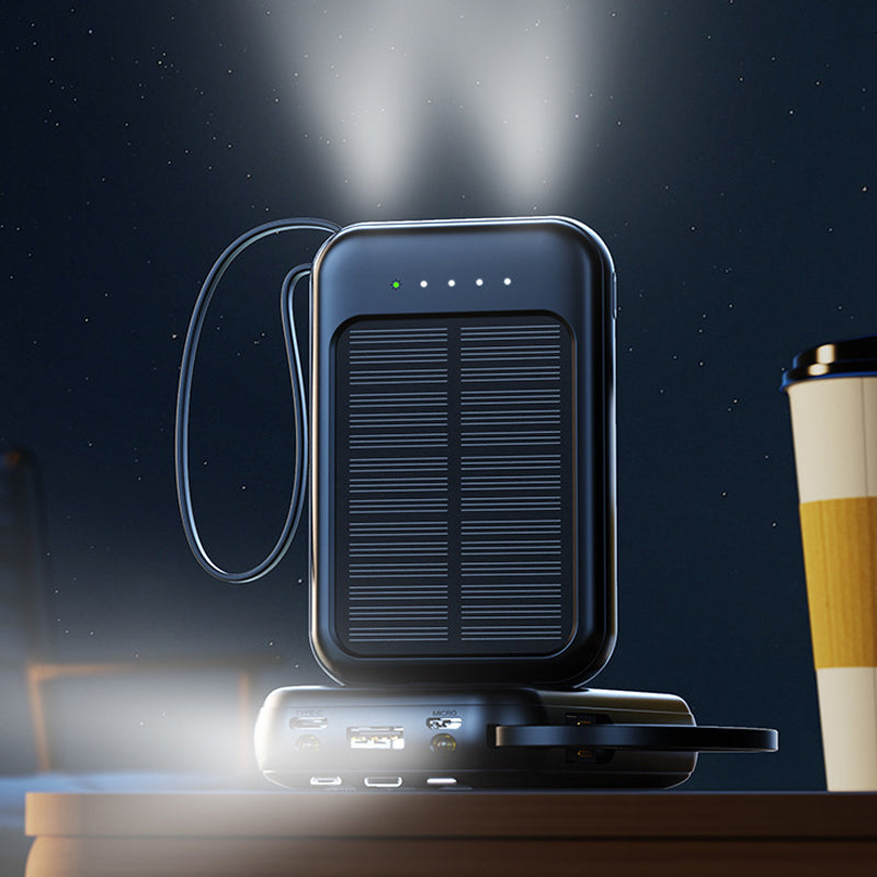 Autarkes Mini-Solarstrom-Ladegerät mit integriertem Kabel