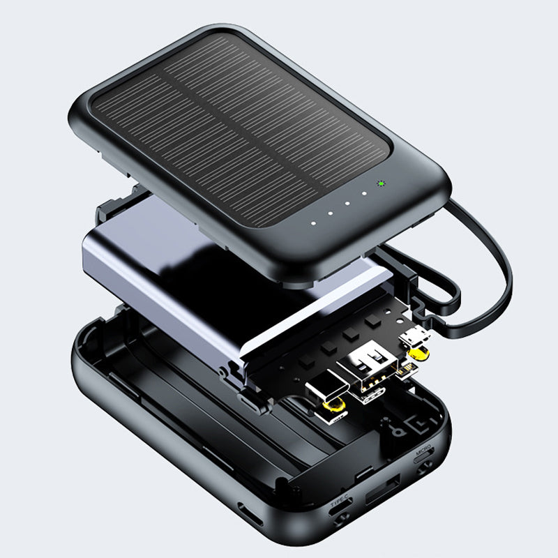 Autarkes Mini-Solarstrom-Ladegerät mit integriertem Kabel