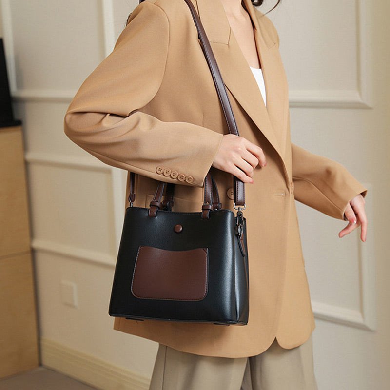 Damen Retro PU Leder Handtasche