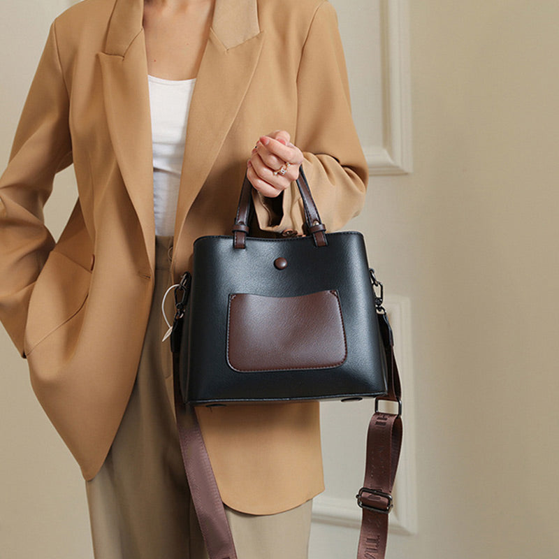 Damen Retro PU Leder Handtasche
