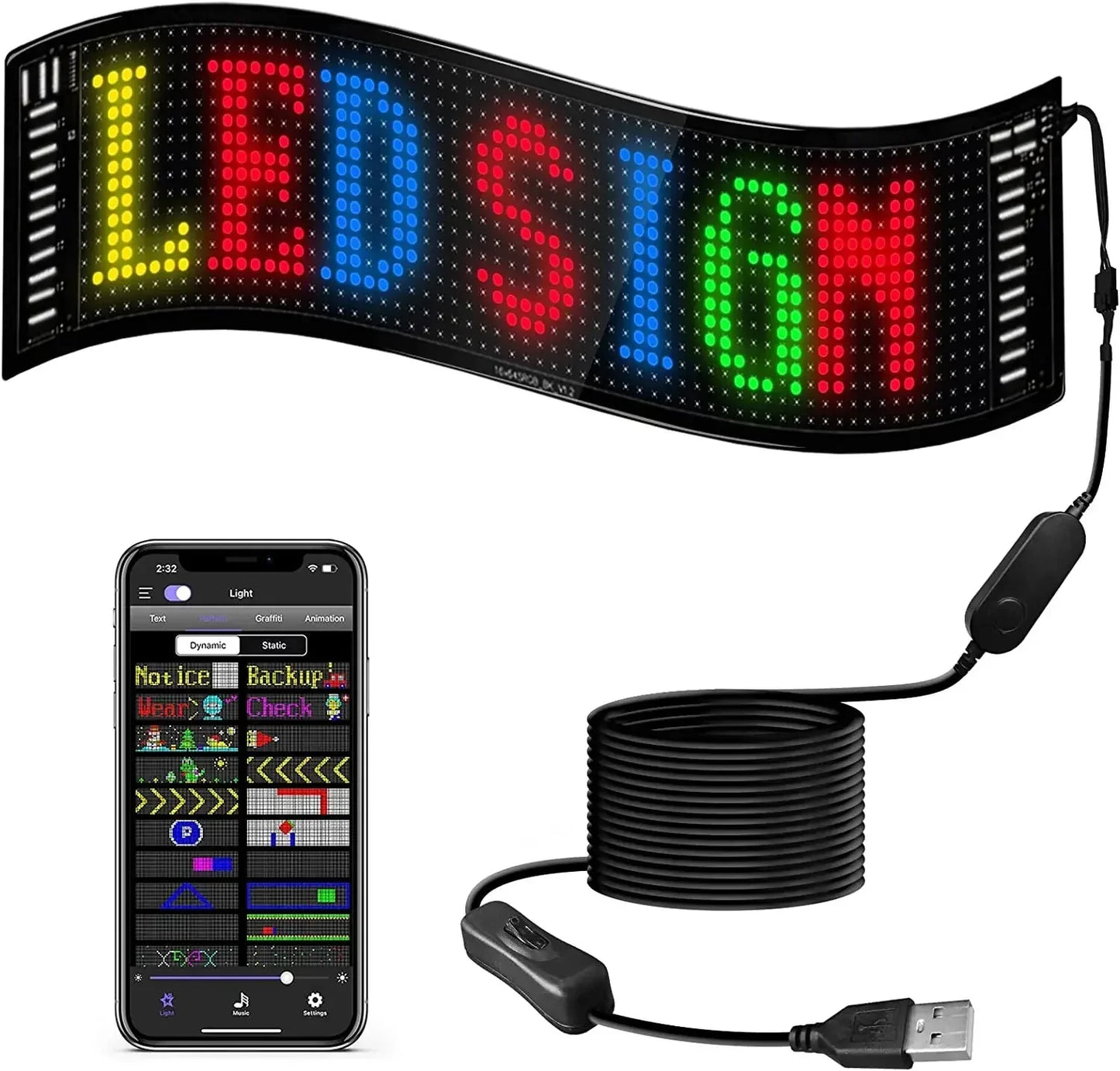 ✨ 🚗Flexibles Bluetooth-LED-Display für Fahrzeuge