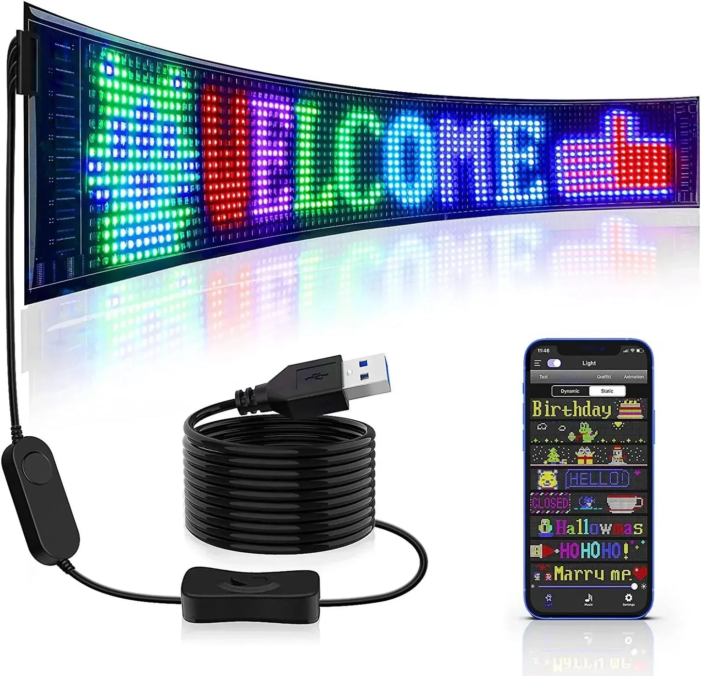 ✨ 🚗Flexibles Bluetooth-LED-Display für Fahrzeuge
