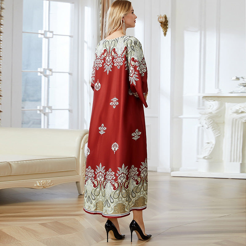 🎀 2024 Neuester Stil (✈️ Kostenlose Lieferung)💃 Rot bedruckte muslimische Abayas für Frauen