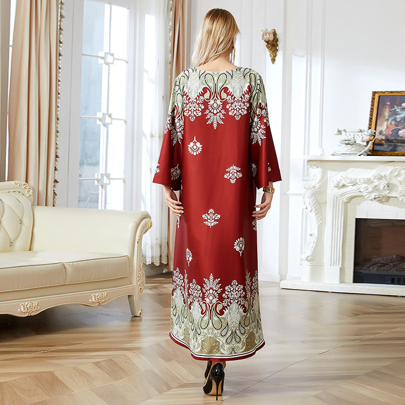 🎀 2024 Neuester Stil (✈️ Kostenlose Lieferung)💃 Rot bedruckte muslimische Abayas für Frauen