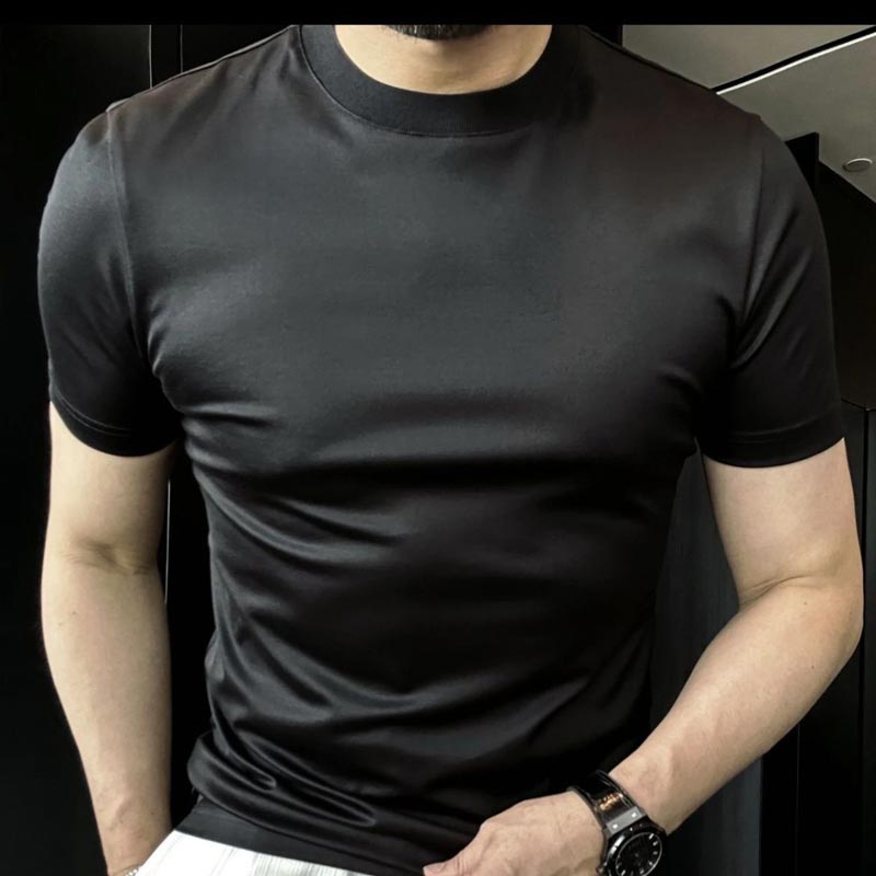 Atmungsaktives Kurzarm-T-Shirt aus merzerisierter Eisseide für Herren