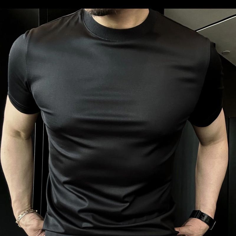 Atmungsaktives Kurzarm-T-Shirt aus merzerisierter Eisseide für Herren
