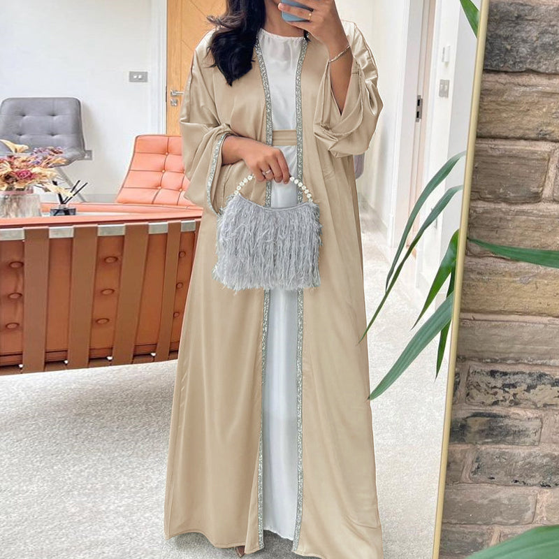 🏖️ Somerschlussverkaufm und ✈️Kostenlose Lieferung👗Weiche, langärmelige, leicht taillierte Robe für Frauen💃