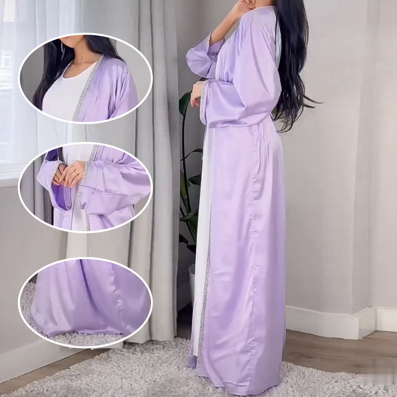 🏖️ Somerschlussverkaufm und ✈️Kostenlose Lieferung👗Weiche, langärmelige, leicht taillierte Robe für Frauen💃