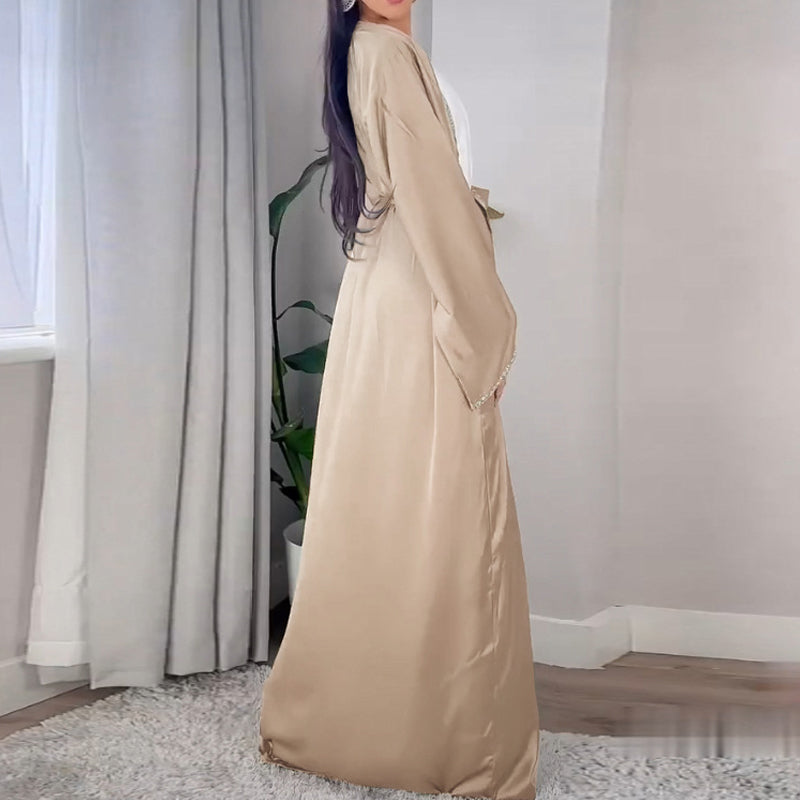 🏖️ Somerschlussverkaufm und ✈️Kostenlose Lieferung👗Weiche, langärmelige, leicht taillierte Robe für Frauen💃