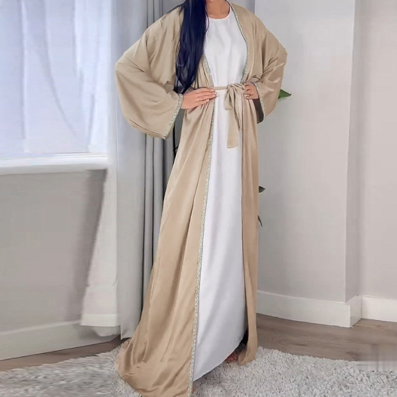 🏖️ Somerschlussverkaufm und ✈️Kostenlose Lieferung👗Weiche, langärmelige, leicht taillierte Robe für Frauen💃