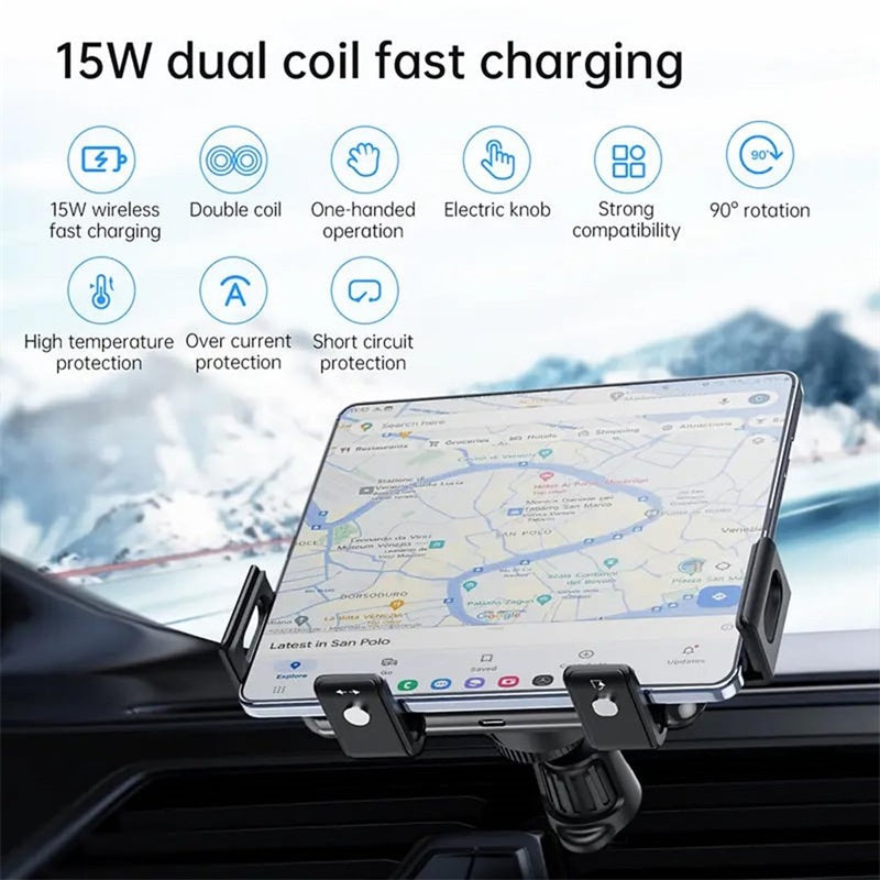 Dual Coil Wireless Car Charger Handyhalterung