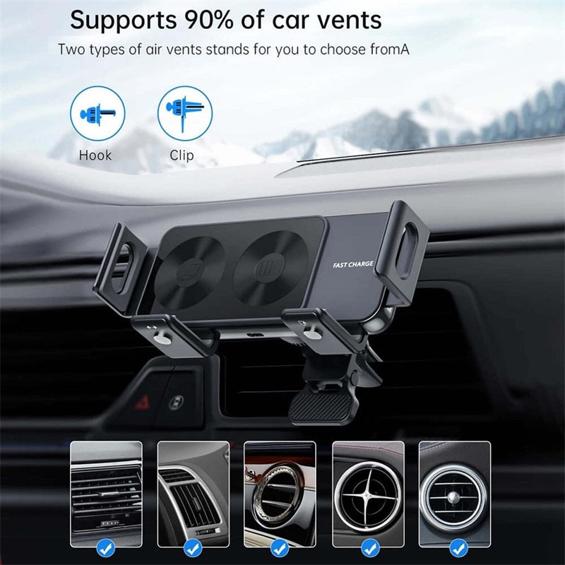 Dual Coil Wireless Car Charger Handyhalterung