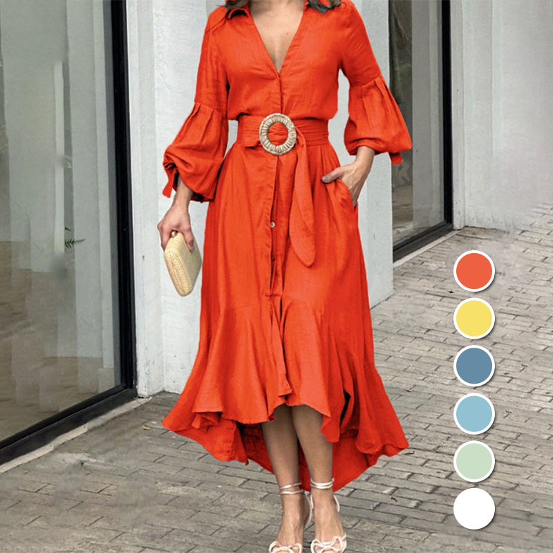 🌸Zeitlich begrenzt 43% RABATT(✈️ Kostenlose Lieferung)💕Tailliertes Kleid mit V-Ausschnitt und unregelmäßigem Saum für Damen