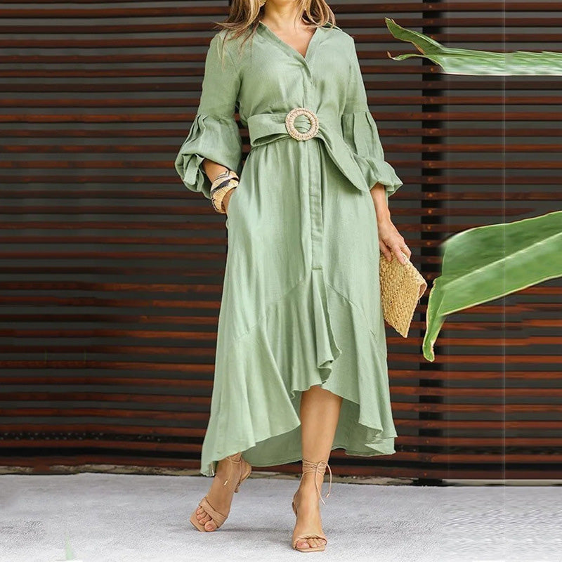 🌸Zeitlich begrenzt 43% RABATT(✈️ Kostenlose Lieferung)💕Tailliertes Kleid mit V-Ausschnitt und unregelmäßigem Saum für Damen