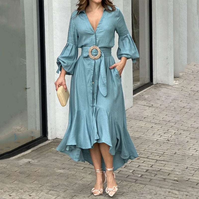 🌸Zeitlich begrenzt 43% RABATT(✈️ Kostenlose Lieferung)💕Tailliertes Kleid mit V-Ausschnitt und unregelmäßigem Saum für Damen