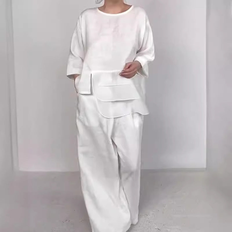 🌟Exklusive 64% RABATT🧥+👖Lässige, lockere 2-teilige Outfits für Damen, Satin-Oberteil und Hose