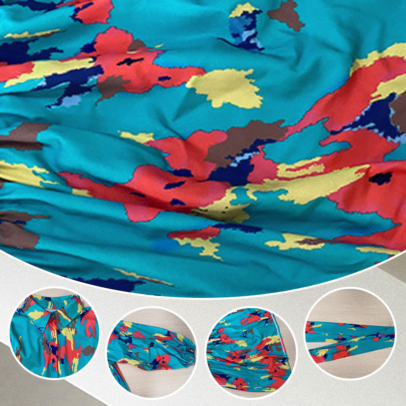 💥Zeitlich begrenzt 71% RABATT 💕Bedrucktes Maxikleid mit Reversknöpfen