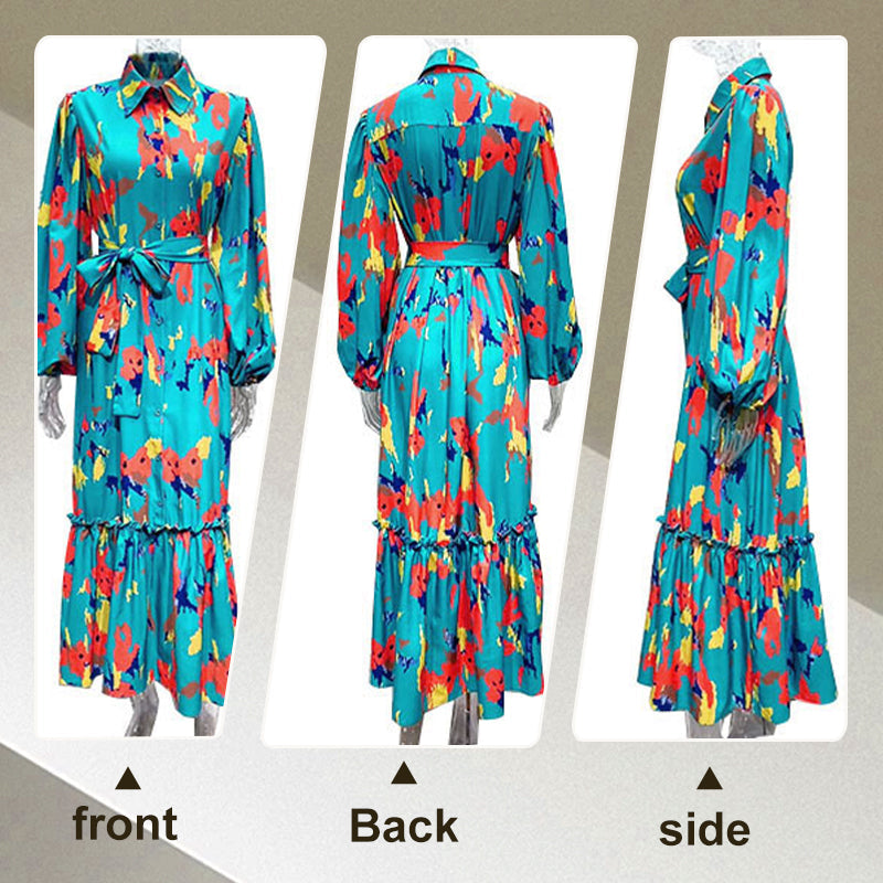 💥Zeitlich begrenzt 71% RABATT 💕Bedrucktes Maxikleid mit Reversknöpfen