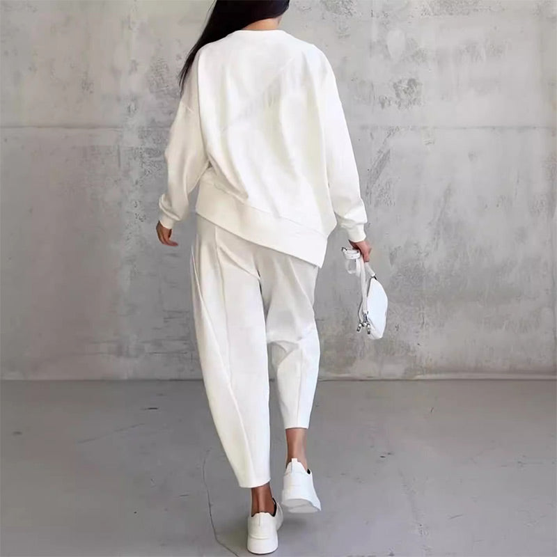 💥Frühherbst-Specials 49% RABATT💕Damen Langarm-Sweatshirts mit unregelmäßigem Saum & Hosen-Set