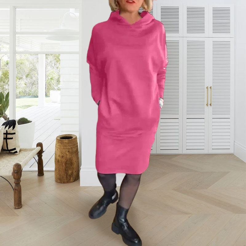 🍂🥰Mit Fleece gefüttertes Damen-Kapuzenkleid mit Taschen