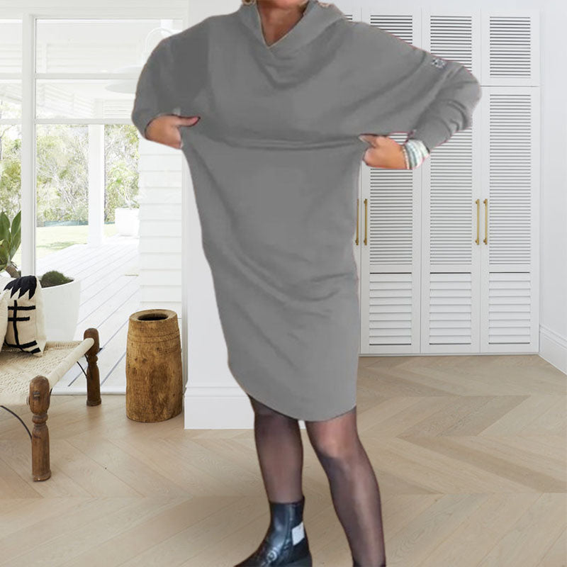 🍂🥰Mit Fleece gefüttertes Damen-Kapuzenkleid mit Taschen