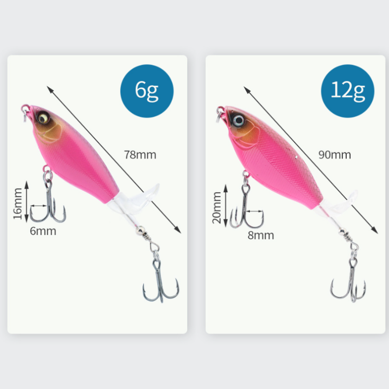 Bionisches Angelköderset mit 3 Haken & 360° Propellerblatt