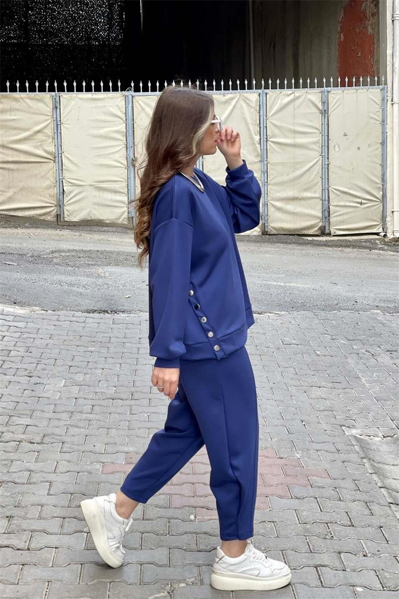 Mode Knopf geteilte Jacke Hose Zweiteiliger Anzug