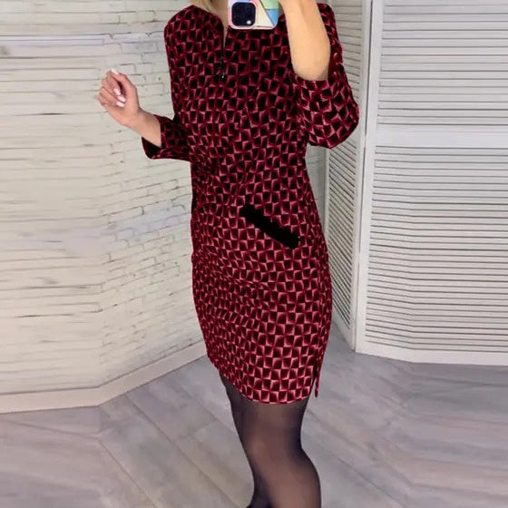 49 % RABATT 💕Schmal geschnittenes Wickelkleid mit Vintage-Diamantkaro