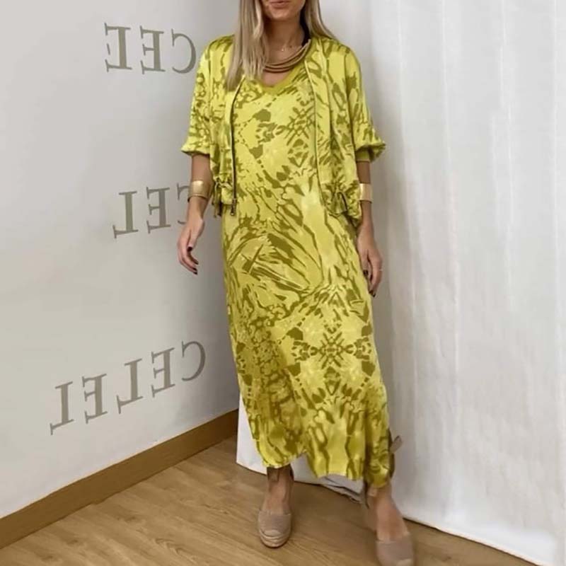 61%Rabatt🔥🦋Damen Herbst Mode Casual gedruckt Kleid Zweiteiliges Set