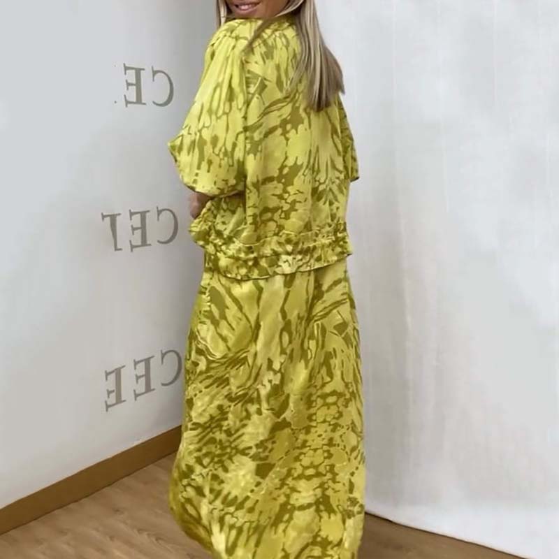 61%Rabatt🔥🦋Damen Herbst Mode Casual gedruckt Kleid Zweiteiliges Set